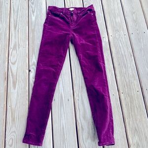 J.Crew maroon/purple velvet skinny pants Sz 26/2
